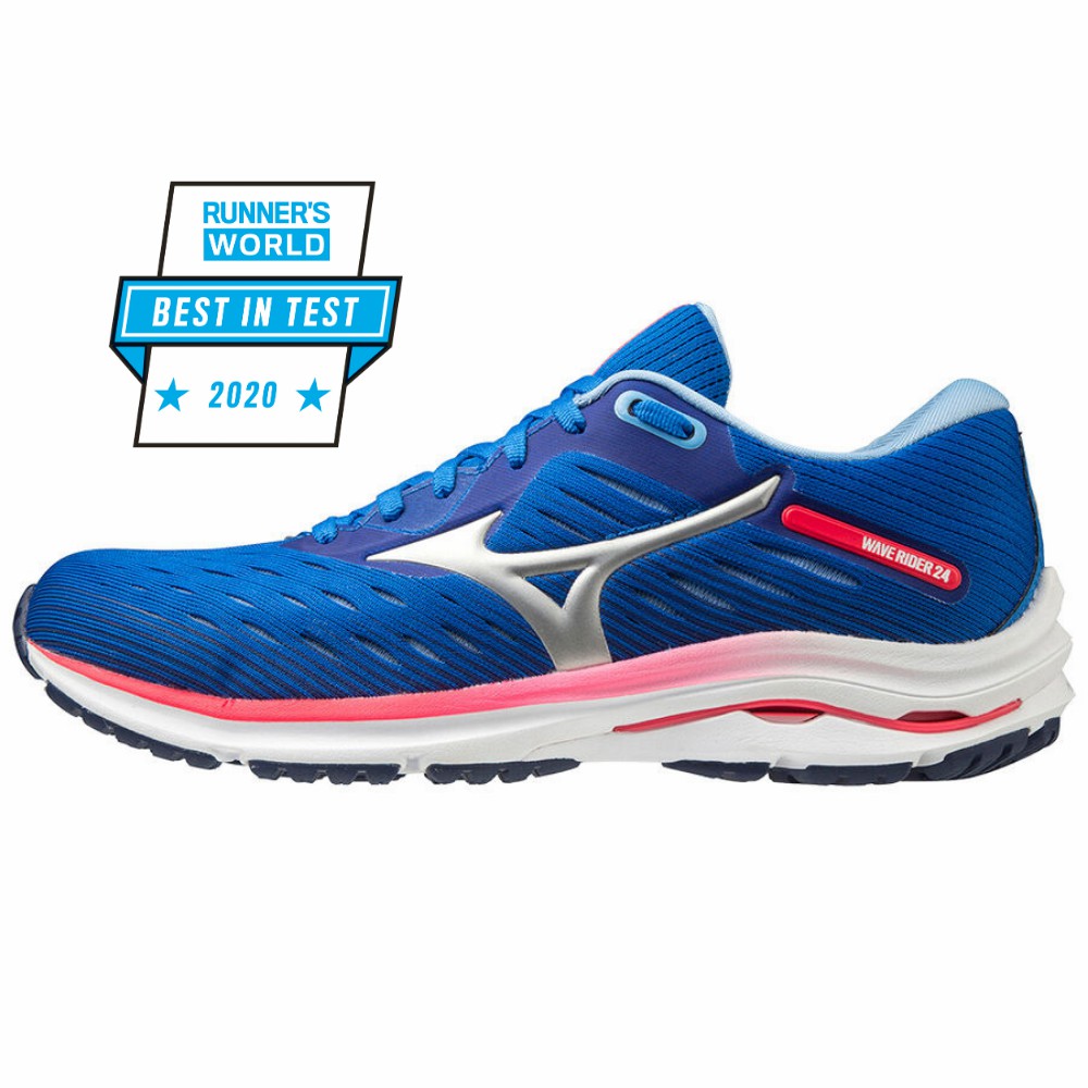 Mizuno Women's Wave Rider 24 Running Shoes Blue/ Pink (J1GD200320-ZXC)